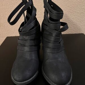 Elegant Black Strappy Ankle Boots